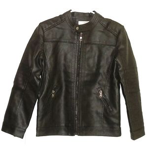 LJYH Youth Vegan Leather Unisex Moto Jacket NWT, Black